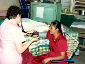 I check each patient's blood pressure and share the gospel with them.