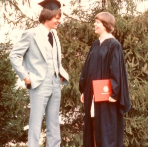 My Brother tries on my Cap for size! He graduated 2 years later.