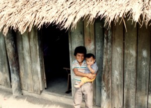 We set up clinic in the thatch roofed schoolhouse.