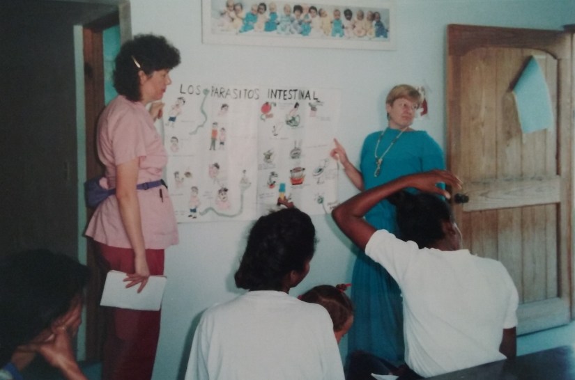 Teaching the patients on how to prevent getting worms.